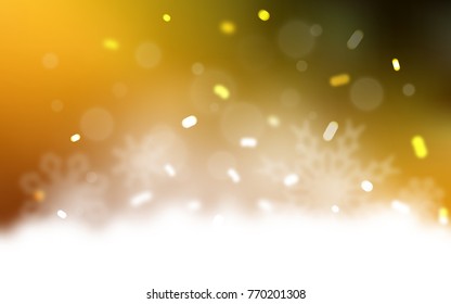 Dark Orange vector cover with beautiful snowflakes. Blurred decorative design in xmas style with snow. The pattern can be used for new year leaflets.