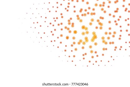 Dark Orange vector cover with beautiful snowflakes. Shining colored illustration with snow in christmas style. New year design for your ad, poster, banner.