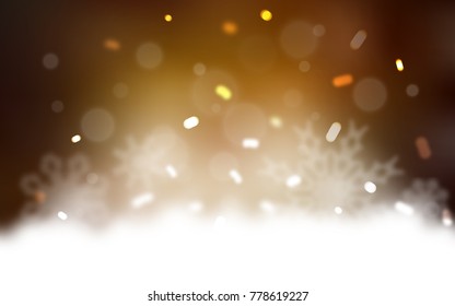 Dark Orange vector cover with beautiful snowflakes. Decorative shining illustration with snow on abstract template. The template can be used as a new year background.