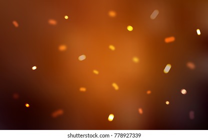 Dark Orange vector cover with beautiful snowflakes. Snow on blurred abstract background with gradient. The pattern can be used for new year leaflets.