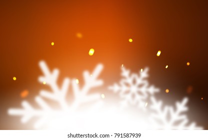 Dark Orange vector cover with beautiful snowflakes. Modern geometrical abstract illustration with crystals of ice. The template can be used as a new year background.