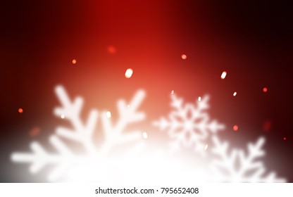 Dark Orange vector cover with beautiful snowflakes. Glitter abstract illustration with crystals of ice. New year design for your ad, poster, banner.