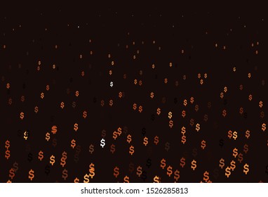 Dark Orange vector cover with Dollar signs. Modern abstract illustration with symbols of money. The pattern can be used for financial, investment websites.