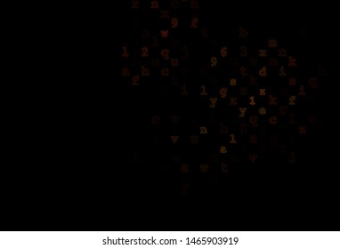 Dark Orange vector cover with english symbols. Shining colorful illustration with isolated letters. Smart design for your business advert of university.