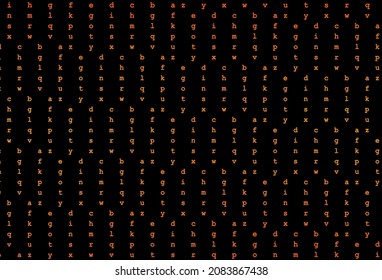 Dark orange vector cover with english symbols. Colored alphabet signs with gradient on white background. Template can be used as a background for ads of typography.