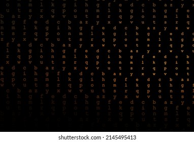 Dark orange vector cover with english symbols. Shining illustration with ABC symbols on abstract template. The pattern can be used for ad, booklets, leaflets of education.