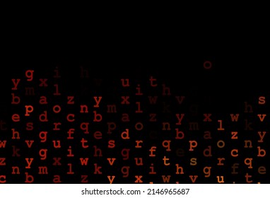 Dark orange vector cover with english symbols. Modern geometrical illustration with ABC english symbols. Best design for your ad, poster, banner of college.