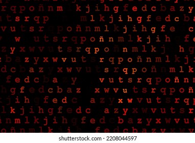 Dark orange vector cover with english symbols. Modern geometrical illustration with ABC english symbols. The pattern can be used for ad, booklets, leaflets of education.