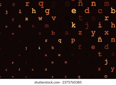 Dark orange vector cover with english symbols. Colored alphabet signs with gradient on white background. Smart design for your business advert of university.