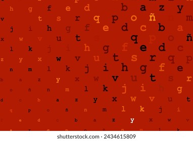 Cubierta de vector naranja oscuro con símbolos ingleses. Ilustración colorida brillante con letras aisladas. La plantilla se puede utilizar como fondo para anuncios de tipografía.