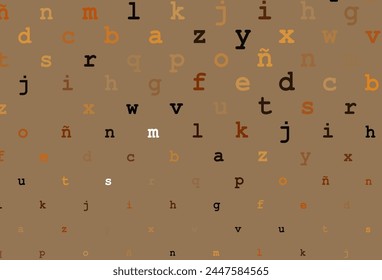 Funda de Vector naranja oscuro con símbolos ingleses. Ilustración colorida brillante con letras aisladas. La Plantilla se puede utilizar como fondo para anuncios de tipografía.