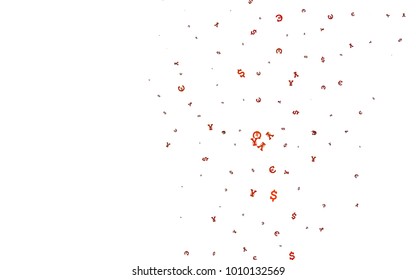Dark Orange vector cover with Euro, Dollar, Yen signs. Modern abstract illustration with symbols of money. Template for ads of markets, loans.