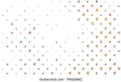 Dark Orange vector cover with financial symbols. Shining colored illustration with Euro signs, EUR. The pattern can be used as ads, poster, banner for payments.