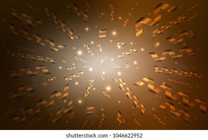 Dark Orange vector cover with happy holiday ribbons. Decorative shining illustration with ribbons on abstract template. The template can be used as a background for postcards.