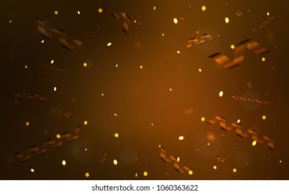 Dark Orange vector cover with happy holiday ribbons. Modern geometrical abstract illustration with carnival ribbons. New design for ad, poster, banner of your Party.