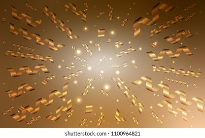 Dark Orange vector cover with happy holiday ribbons. Glitter abstract illustration with colorful confetti, ribbons. Beautiful design for your business advert of anniversary.