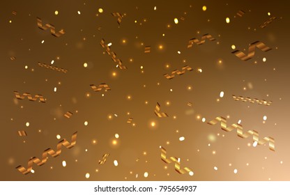 Dark Orange vector cover with happy holiday ribbons. Decorative shining illustration with ribbons on abstract template. The pattern can be used for birthday gifts, congratulations.