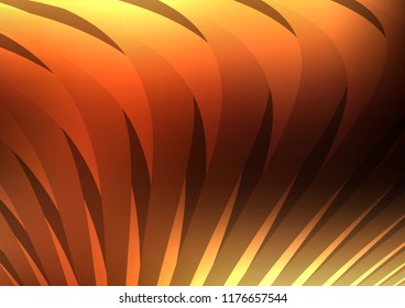 Dark Orange vector cover with long bent lines. Decorative shining illustration with lines on abstract template. The pattern can be used for websites.