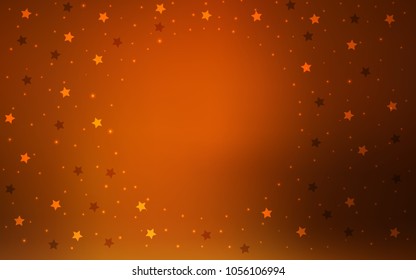 Dark Orange vector cover with small and big stars. Blurred decorative design in simple style with stars. Smart design for your business advert.