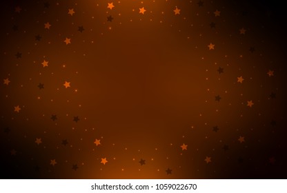 Dark Orange vector cover with small and big stars. Decorative shining illustration with stars on abstract template. The pattern can be used for websites.