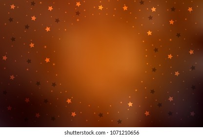 Dark Orange vector cover with small and big stars. Shining colored illustration with stars. The pattern can be used for wrapping gifts.