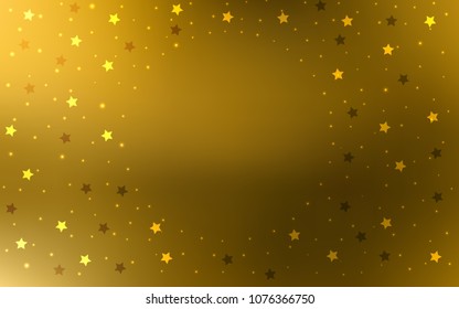 Dark Orange vector cover with small and big stars. Blurred decorative design in simple style with stars. The template can be used as a background.