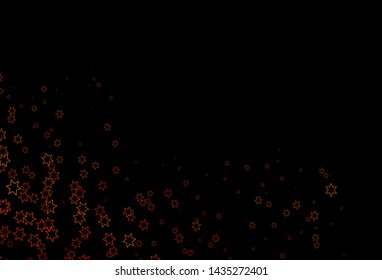 Dark Orange vector cover with small and big stars. Glitter abstract illustration with colored stars. Best design for your ad, poster, banner.