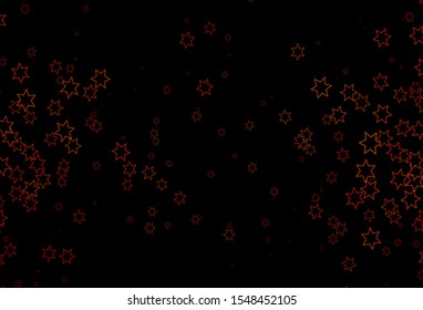 Dark Orange vector cover with small and big stars. Shining colored illustration with stars. The template can be used as a background.