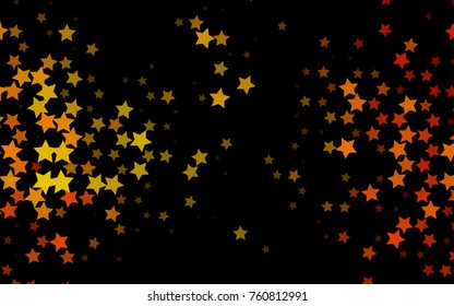 Dark Orange vector cover with small and big stars. Shining colored illustration with stars. The pattern can be used for new year ad, booklets.