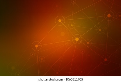 Dark Orange vector cover with spots, lines. Glitter abstract illustration with connection of triangle structure. New design for ad, poster, banner of your website.