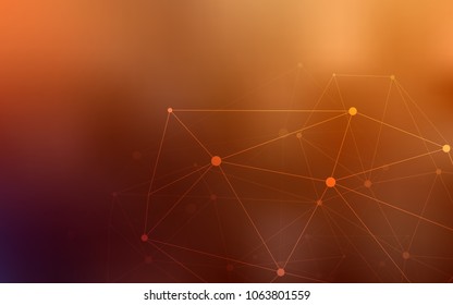Dark Orange vector cover with spots, lines. Modern abstract colorful illustration with spheres and lines. New design for ad, poster, banner of your website.