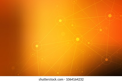 Dark Orange vector cover with spots, lines. Colorful illustration with circles and lines in futuristic style. Pattern can be used for beautiful websites.