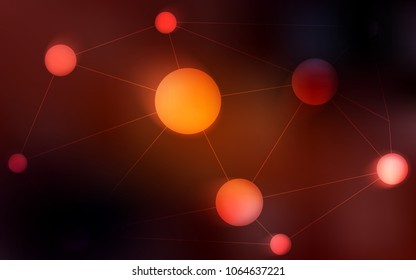 Dark Orange vector cover with spots, lines. Colorful illustration with circles and lines in futuristic style. Pattern can be used for beautiful websites.
