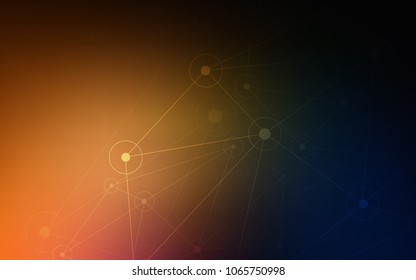Dark Orange vector cover with spots, lines. Abstract illustration with colorful discs and triangles. New design for ad, poster, banner of your website.