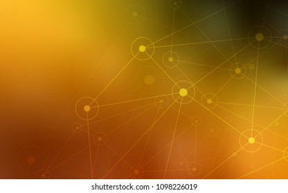 Dark Orange vector cover with spots, lines. Colorful illustration with circles and lines in futuristic style. Pattern can be used for beautiful websites.