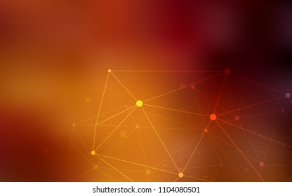 Dark Orange vector cover with spots, lines. Abstract illustration with colorful discs and triangles. Pattern can be used as texture of wallpapers.