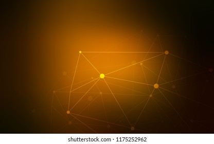 Dark Orange vector cover with spots, lines. Design with connection of dots and lines on colorful background. Pattern can be used for ads, leaflets.