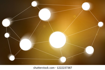 Dark Orange vector cover with spots, lines. Glitter abstract illustration with connection of triangle structure. Pattern can be used for ads, leaflets.