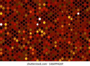 Dark Orange vector cover with spots. Blurred bubbles on abstract background with colorful gradient. Template for your brand book.