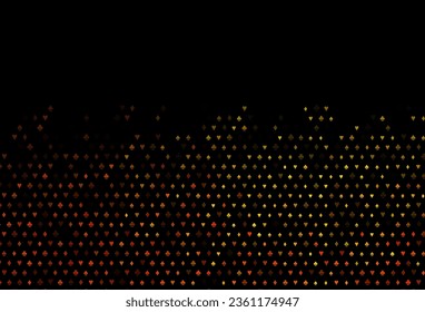 Dark Orange vector cover with symbols of gamble. Blurred decorative design of hearts, spades, clubs, diamonds. Smart design for your business advert of casinos.
