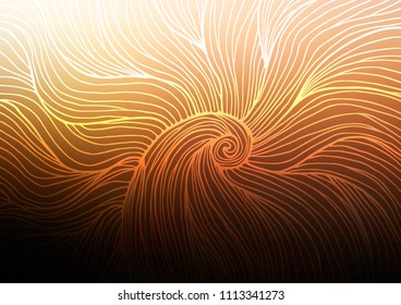 Dark Orange vector curved background. Decorative shining illustration with doodles on abstract template. The template can be used as a background for cell phones.