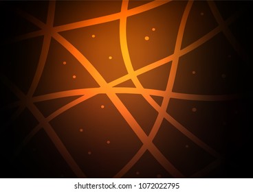 Dark Orange vector curved line pattern. Sketchy hand drawn doodles on blurred background. A completely new design for your business.