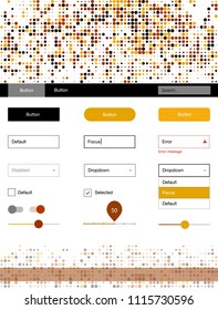 Dark Orange vector design ui kit with dots. Beautiful ui ux kit with colorful dots in its header. This sample is for your website.