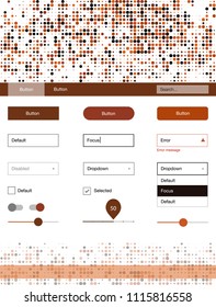 Dark Orange vector design ui kit with dots. Decorative ui kit design in abstract style with colorful dots. Simple colorful design for websites.