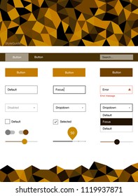 Dark Orange vector design ui kit with mosaic. Colorful Style guide with triangles on abstract background. Simple colorful design for websites.