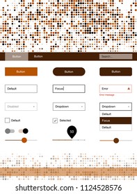 Dark Orange vector design ui kit with dots. Decorative ui kit design in abstract style with colorful dots. This sample is for your landing page.