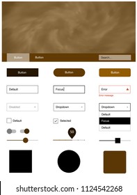 Dark Orange vector design ui kit with universe stars. Simple Material Design Kit with colorful clouds in header. Modern template for your landing page.