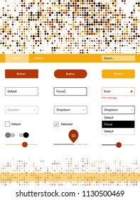 Dark Orange vector design ui kit with dots. Beautiful ui ux kit with colorful dots in its header. This template you can use for websites.