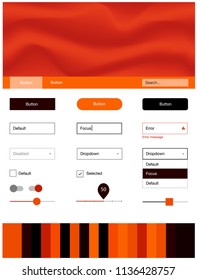 Dark Orange vector design ui kit with curved circles. Colorful abstract illustration with gradient lines. This sample is for your landing page.