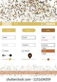 Dark Orange vector design ui kit with dots. Web ui kit with abstract gradient circles in its header. Modern template for your landing page.
